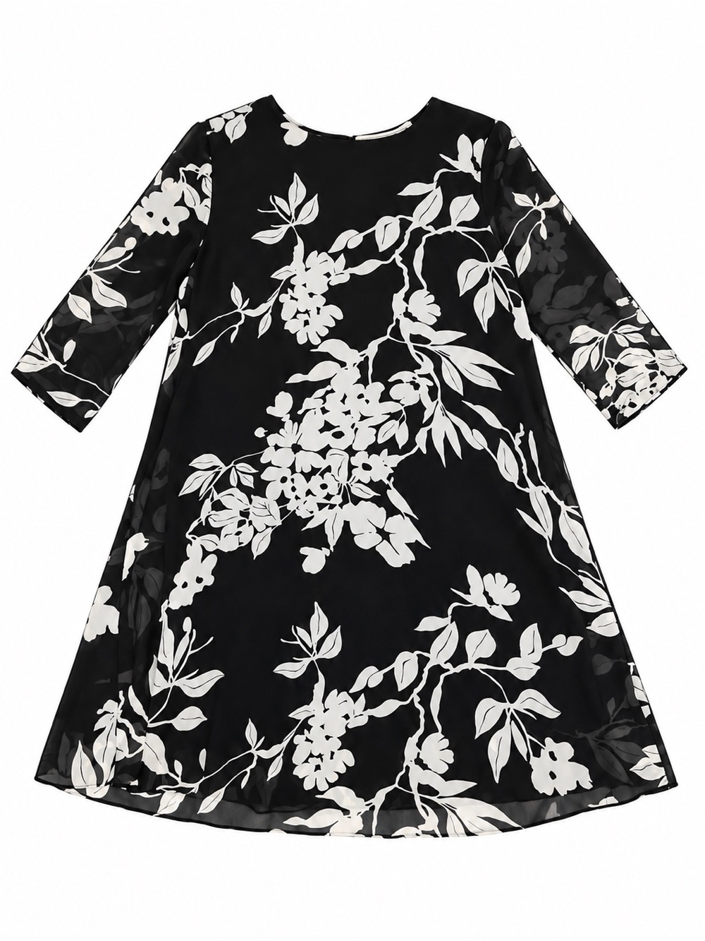 eva mendes for New York & Company Black and White Floral A-Line Dress